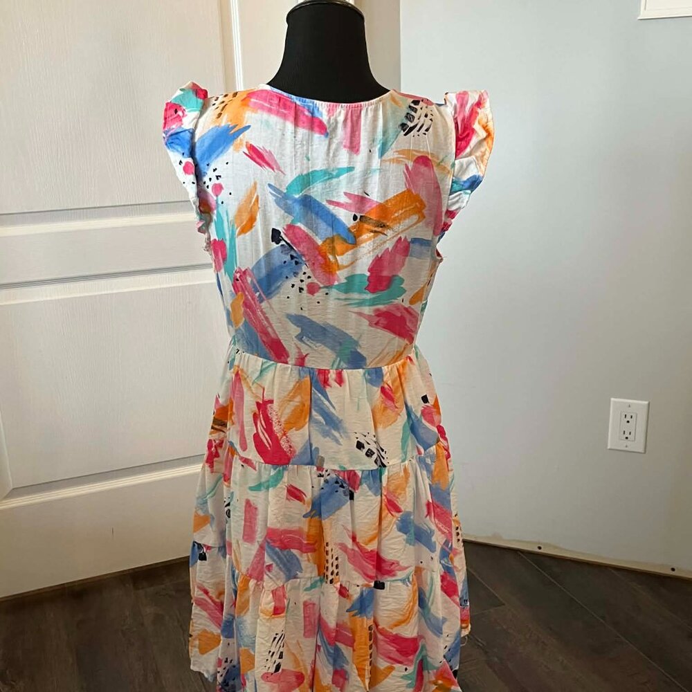 Blu Pepper Multicolor Tiered Sleeveless Mini Dress size Small - Picture 2 of 6